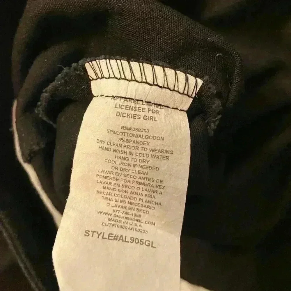 Dickies Black Cotton Spandex Mini Skirt Back Slit Button Front Plus Size 24 - Picture 10 of 10